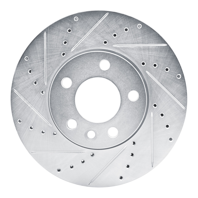 Volkswagen Transporter Brake Rotor (1) - Front Left - R1 Concepts - Drilled & Slotted - Silver - `10-`24
